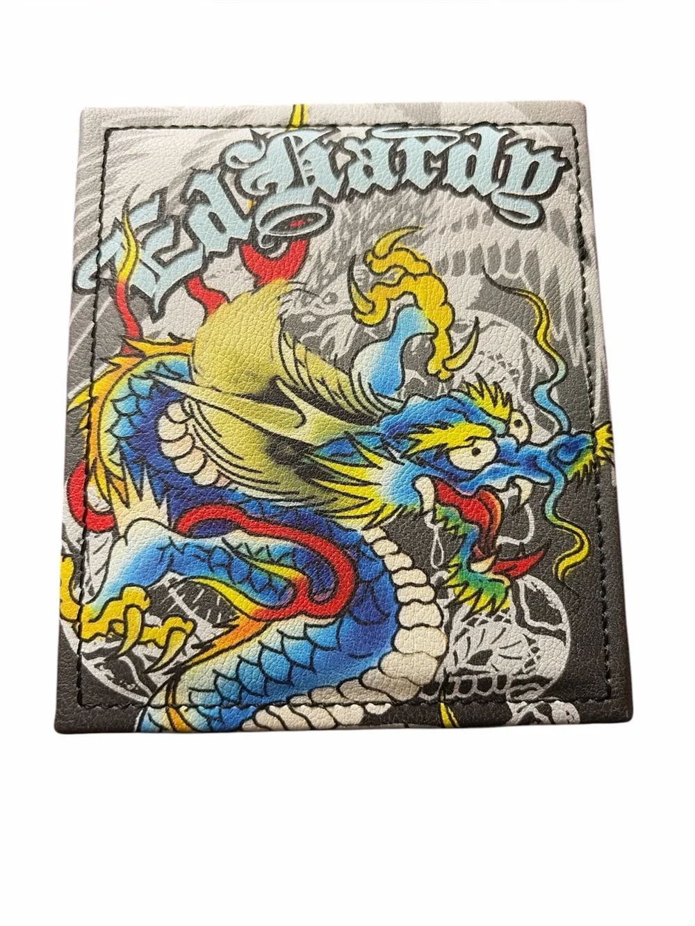 Ed Hardy Wallet‎ Black Bifold Eagle Vegan Leather Logo Streetwear vallet case